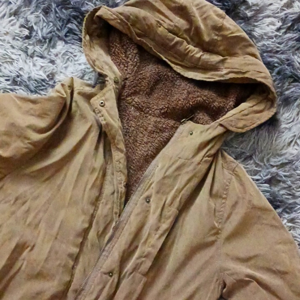 green-brown Fur Trench Coat